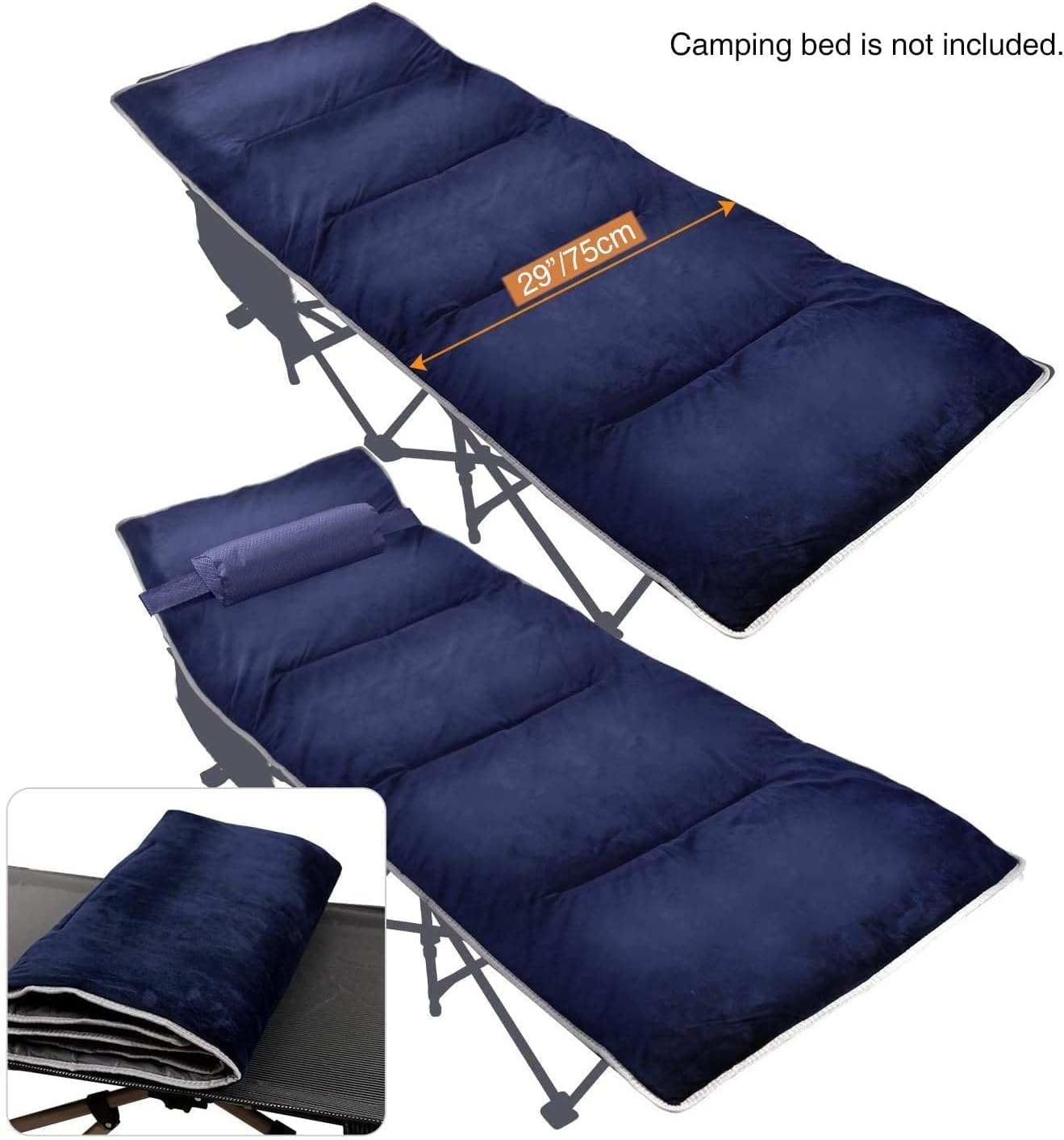 XL Campingbedhoes Katoen 190x75 cm Nachtblauw