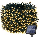 Lichtsnoer op zonne-energie, voor buiten, 22 + 2 m, 220 leds, lichtketting voor buiten, weerbestendig, 8 modi, warmwit, voor tuin, balkon, terras, feest, bruiloft, Kerstmis