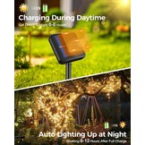 Lichtsnoer op zonne-energie, voor buiten, 22 + 2 m, 220 leds, lichtketting voor buiten, weerbestendig, 8 modi, warmwit, voor tuin, balkon, terras, feest, bruiloft, Kerstmis