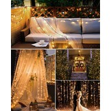 Lichtsnoer op zonne-energie, voor buiten, 22 + 2 m, 220 leds, lichtketting voor buiten, weerbestendig, 8 modi, warmwit, voor tuin, balkon, terras, feest, bruiloft, Kerstmis