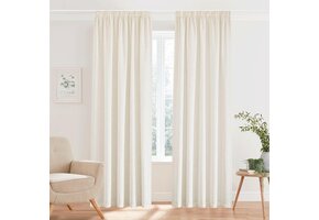 2x Crème Gordijnen Linnenlook 280x140 cm - Boho Stijl met Plisséstroken - 40% Korting