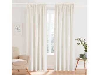 PONY DANCE Linen Look Gordijnen Creme 280x140 cm - 2 stuks, Boho Stijl met Plisséstroken, Halfverduisterend