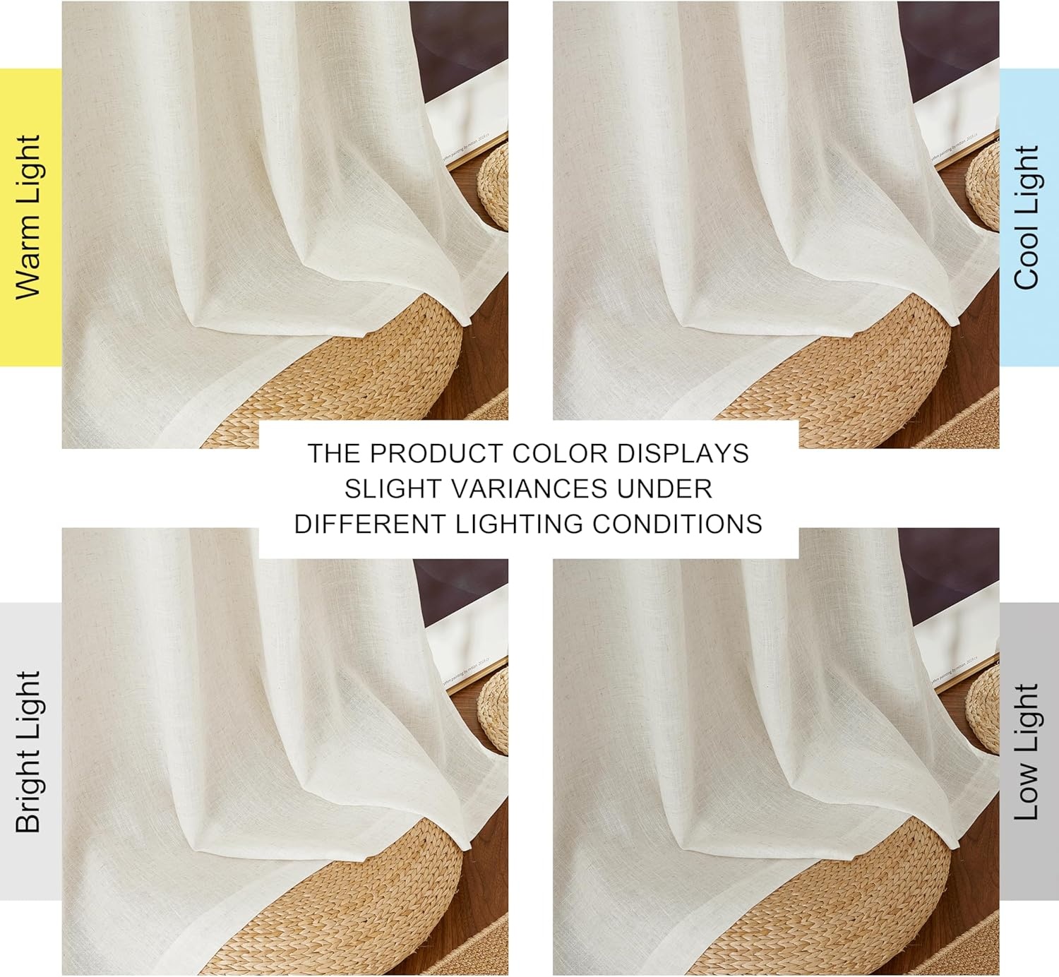 PONY DANCE Linen Look Gordijnen Creme 280x140 cm - 2 stuks, Boho Stijl met Plisséstroken, Halfverduisterend