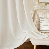 PONY DANCE Linen Look Gordijnen Creme 280x140 cm - 2 stuks, Boho Stijl met Plisséstroken, Halfverduisterend