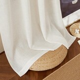 PONY DANCE Linen Look Gordijnen Creme 280x140 cm - 2 stuks, Boho Stijl met Plisséstroken, Halfverduisterend
