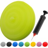 Opblaasbaar kussen, diameter 33 cm, met luchtpomp, balanskussen, trainingskussen, zit- en rugkussen