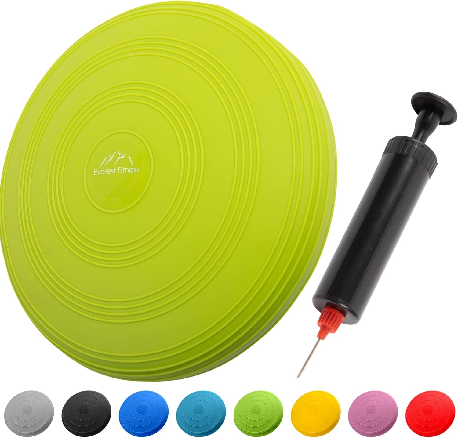 Opblaasbaar kussen, diameter 33 cm, met luchtpomp, balanskussen, trainingskussen, zit- en rugkussen