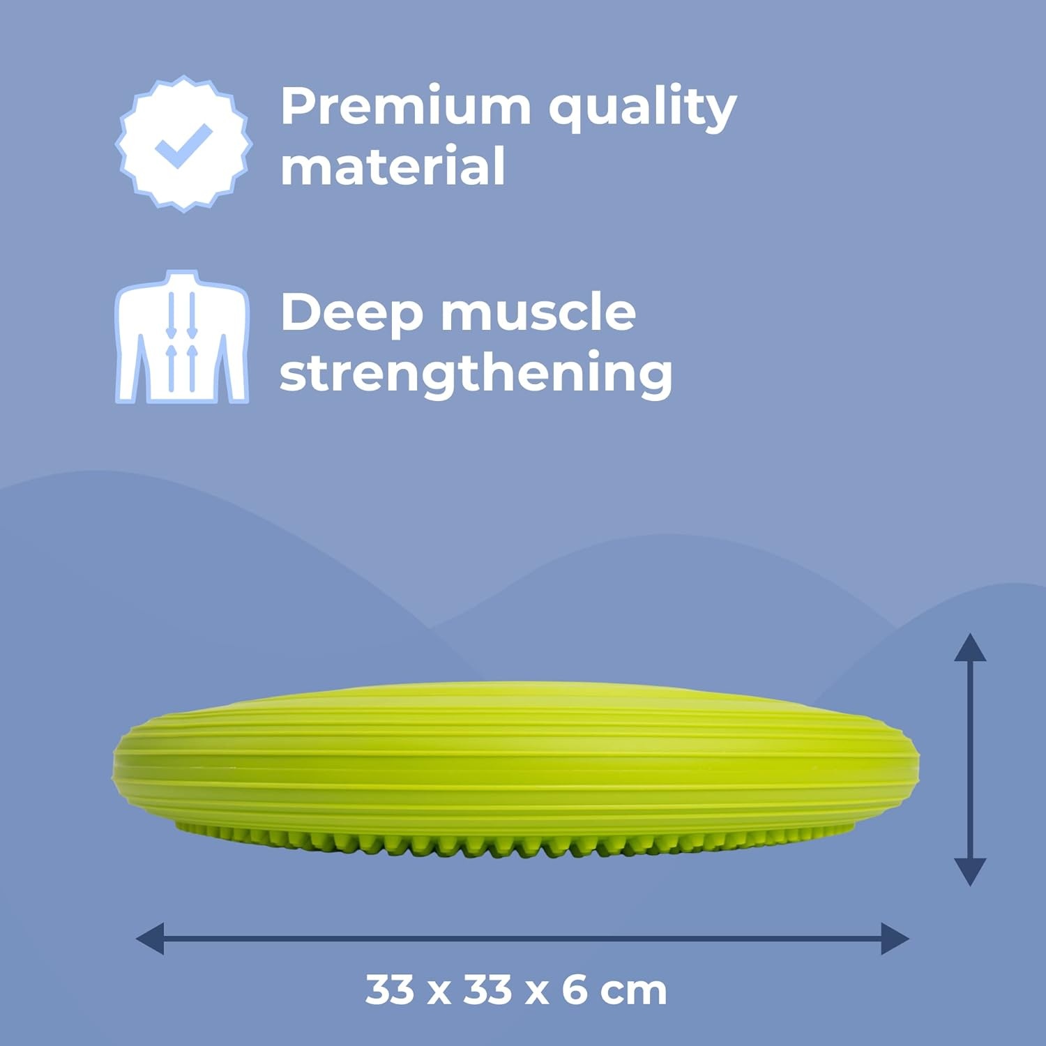 Opblaasbaar kussen, diameter 33 cm, met luchtpomp, balanskussen, trainingskussen, zit- en rugkussen