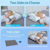 HOMCA 2-in-1 Ergonomisch Nekkussen, Memory Foam Hoofdkussen, Bedkussen voor rug-, zij- en buikslapers, met Afneembare Overtrek, 60x40x12/14cm (Wit)