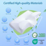 HOMCA 2-in-1 Ergonomisch Nekkussen, Memory Foam Hoofdkussen, Bedkussen voor rug-, zij- en buikslapers, met Afneembare Overtrek, 60x40x12/14cm (Wit)