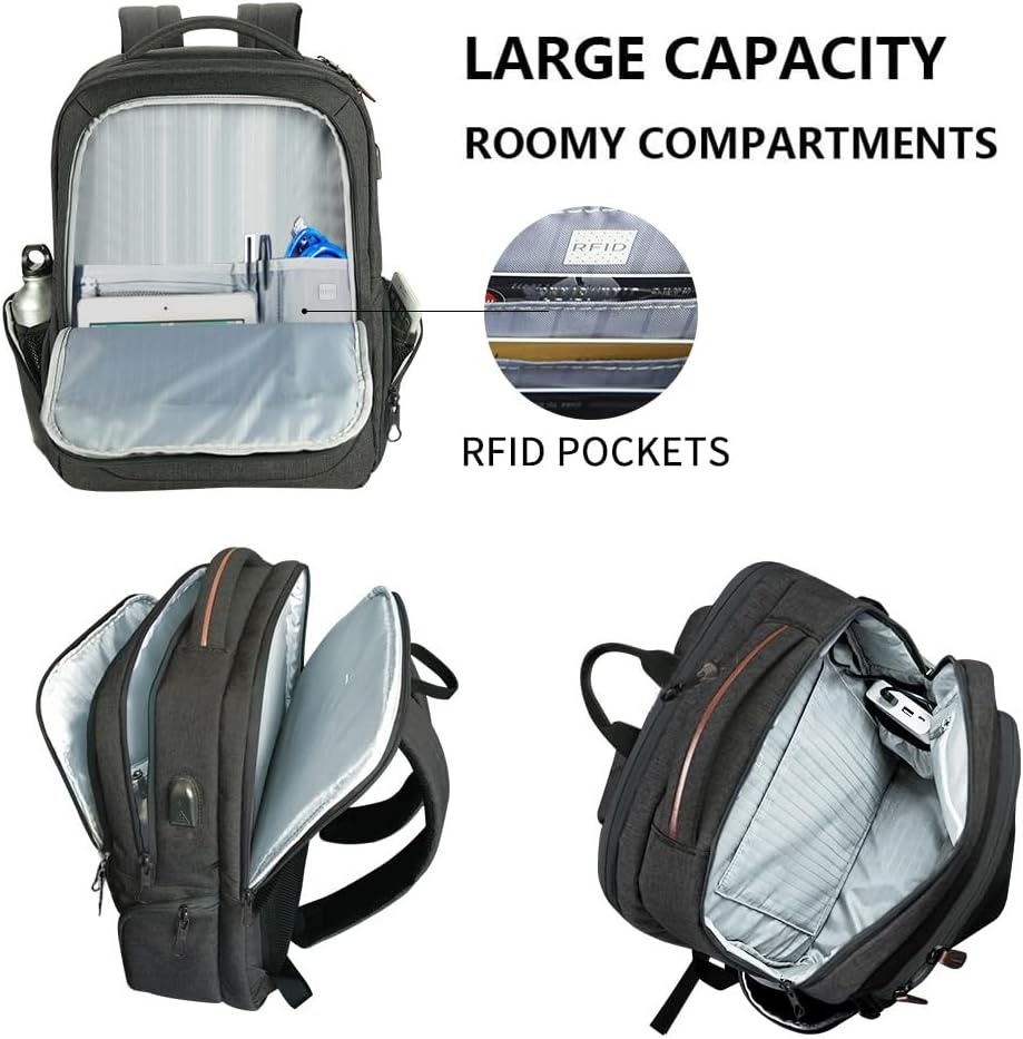 KROSER Laptop Rugzak 17,3 inch Handbagage, Waterafstotend, Multifunctioneel voor Zakelijk/Reizen, Heren/Dames - Zwart