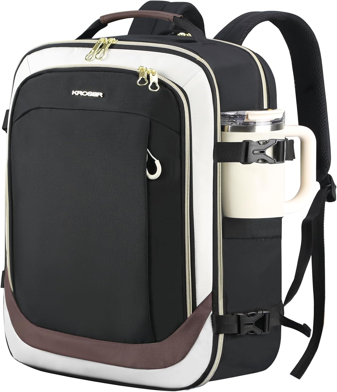 KROSER Laptop Rugzak 17,3 inch Handbagage, Waterafstotend, Multifunctioneel voor Zakelijk/Reizen, Heren/Dames - Zwart