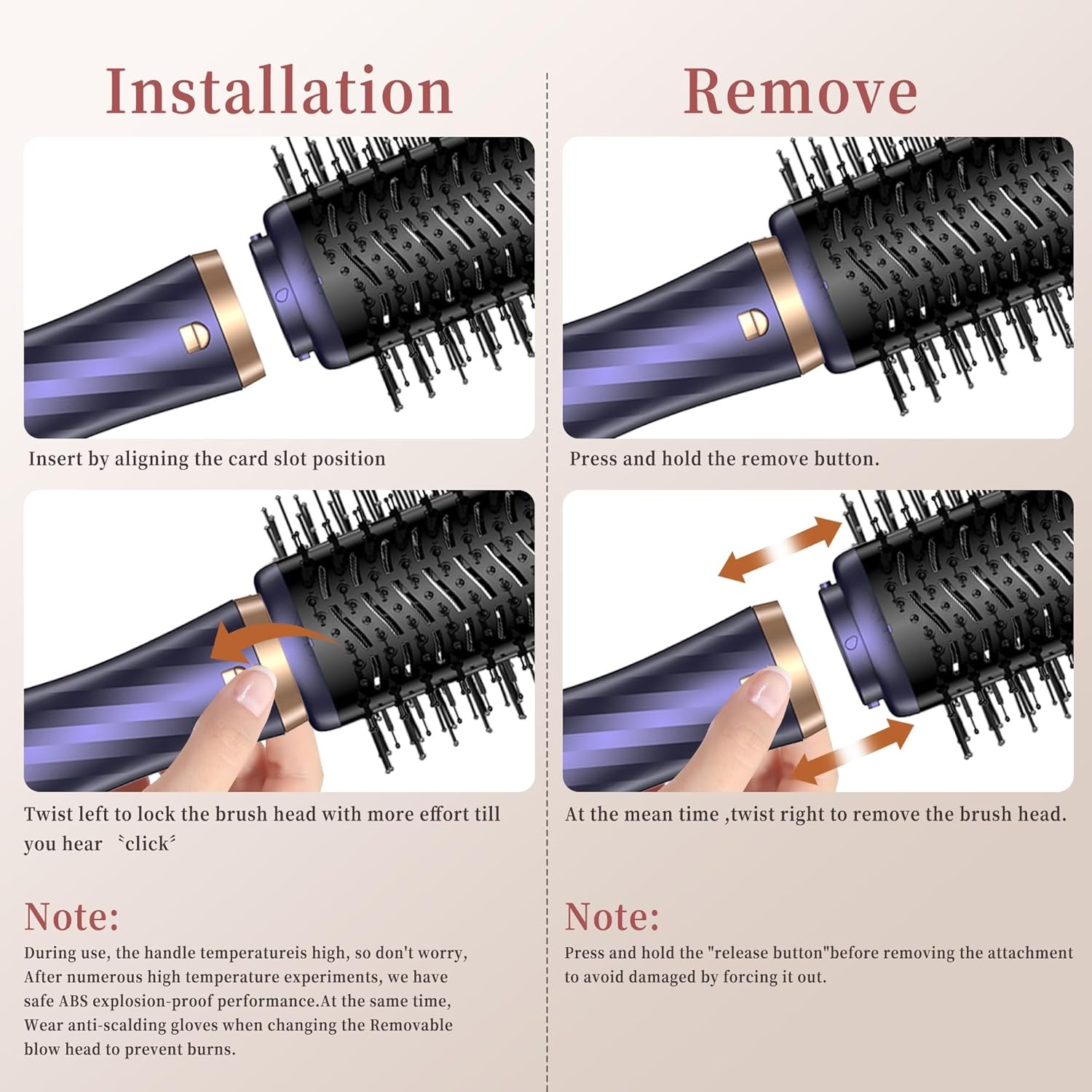 UMIGA Airstyler Set 6-in-1, haarstyler set, Air Styler met ronde borstelföhn, haarstyler, warme luchtborstel, automatische airflow-krultang, volume föhnborstel, voor gladmaken, drogen, volume en