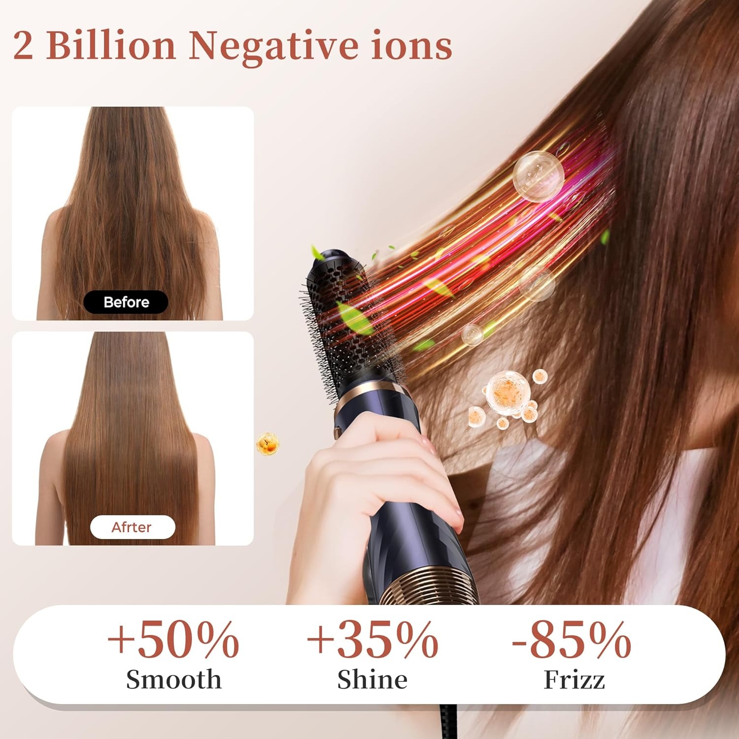 UMIGA Airstyler Set 6-in-1, haarstyler set, Air Styler met ronde borstelföhn, haarstyler, warme luchtborstel, automatische airflow-krultang, volume föhnborstel, voor gladmaken, drogen, volume en
