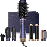 UMIGA Airstyler Set 6-in-1, haarstyler set, Air Styler met ronde borstelföhn, haarstyler, warme luchtborstel, automatische airflow-krultang, volume föhnborstel, voor gladmaken, drogen, volume en