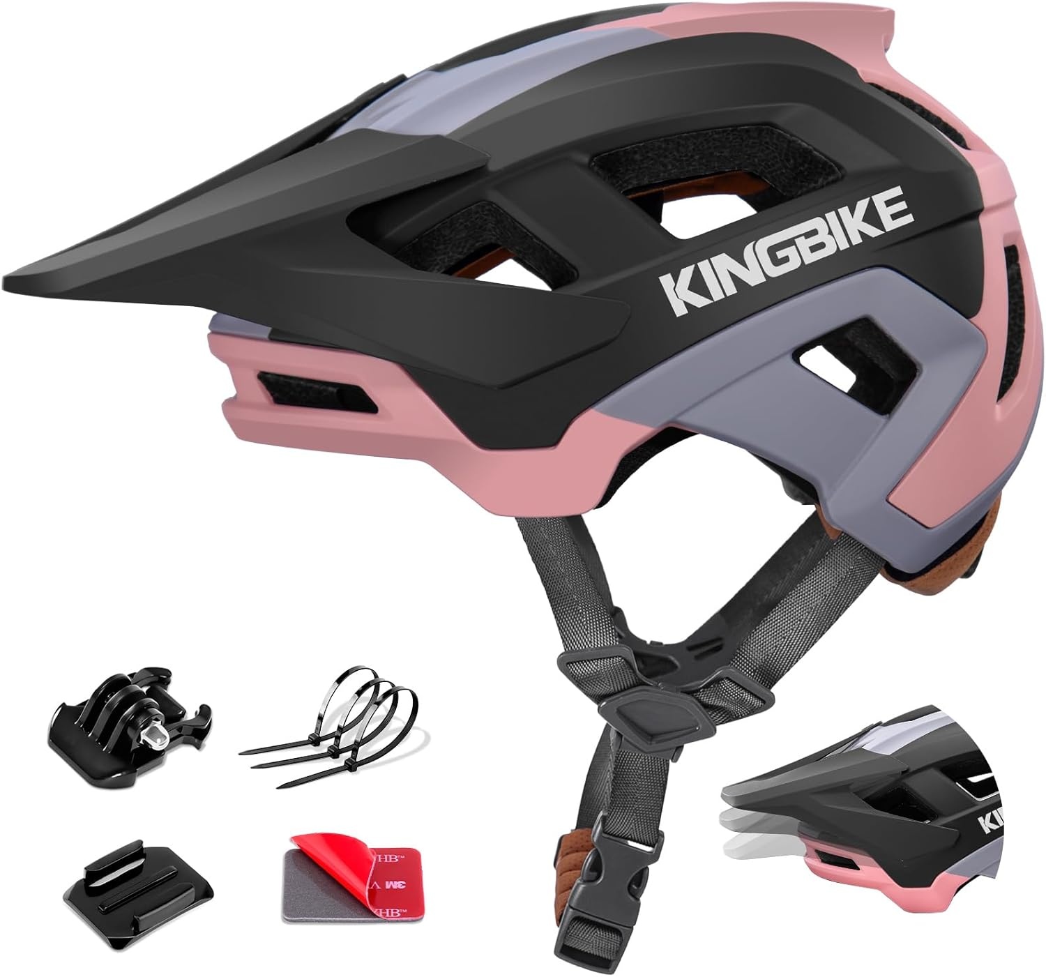 KINGBIKE Professionele E-MTB Fietshelm met NTA-8776 Certificering, Verstelbaar Visier & Camera Mount - Volwassenen