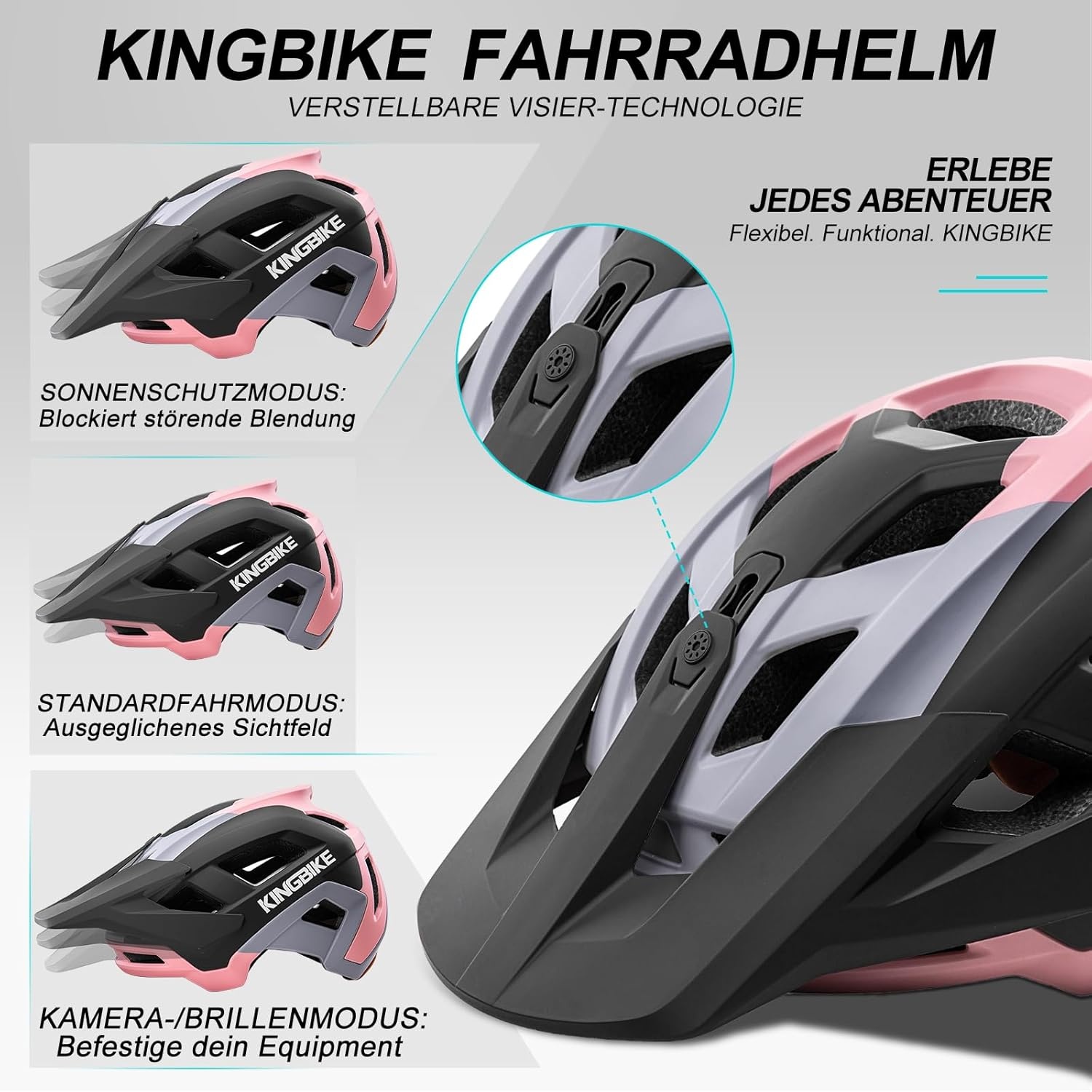 KINGBIKE Professionele E-MTB Fietshelm met NTA-8776 Certificering, Verstelbaar Visier & Camera Mount - Volwassenen