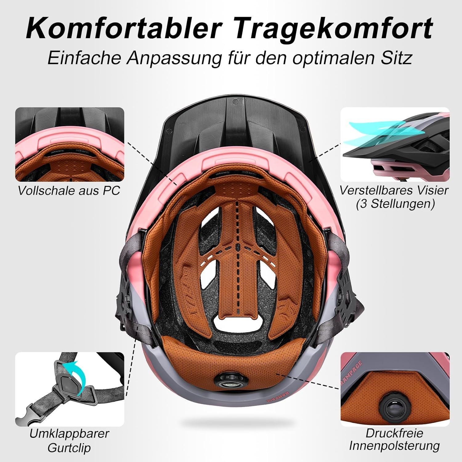 KINGBIKE Professionele E-MTB Fietshelm met NTA-8776 Certificering, Verstelbaar Visier & Camera Mount - Volwassenen