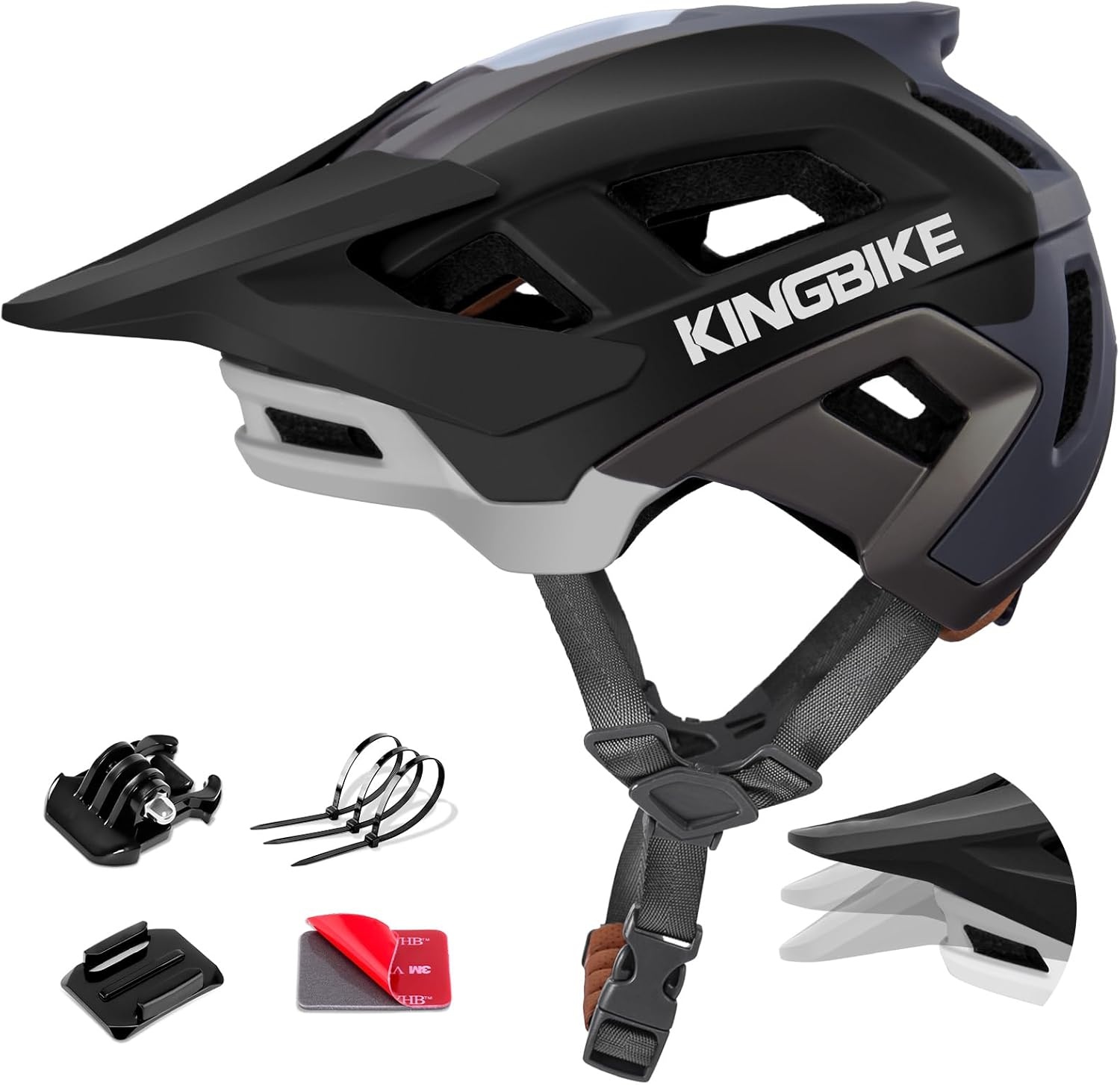 KINGBIKE Professionele E-MTB Fietshelm met NTA-8776 Certificering, Verstelbaar Visier & Camera Mount - Volwassenen