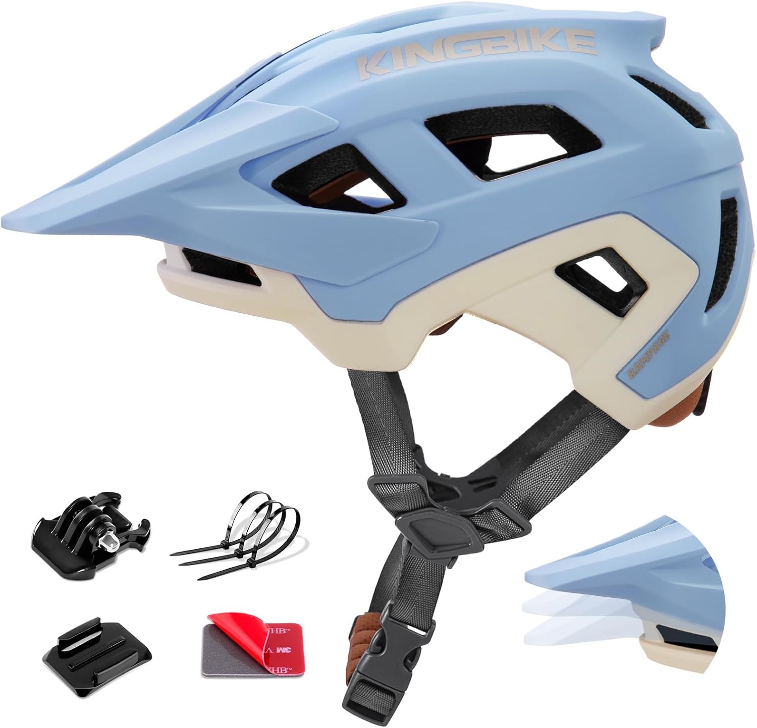 KINGBIKE Professionele E-MTB Fietshelm met NTA-8776 Certificering, Verstelbaar Visier & Camera Mount - Volwassenen