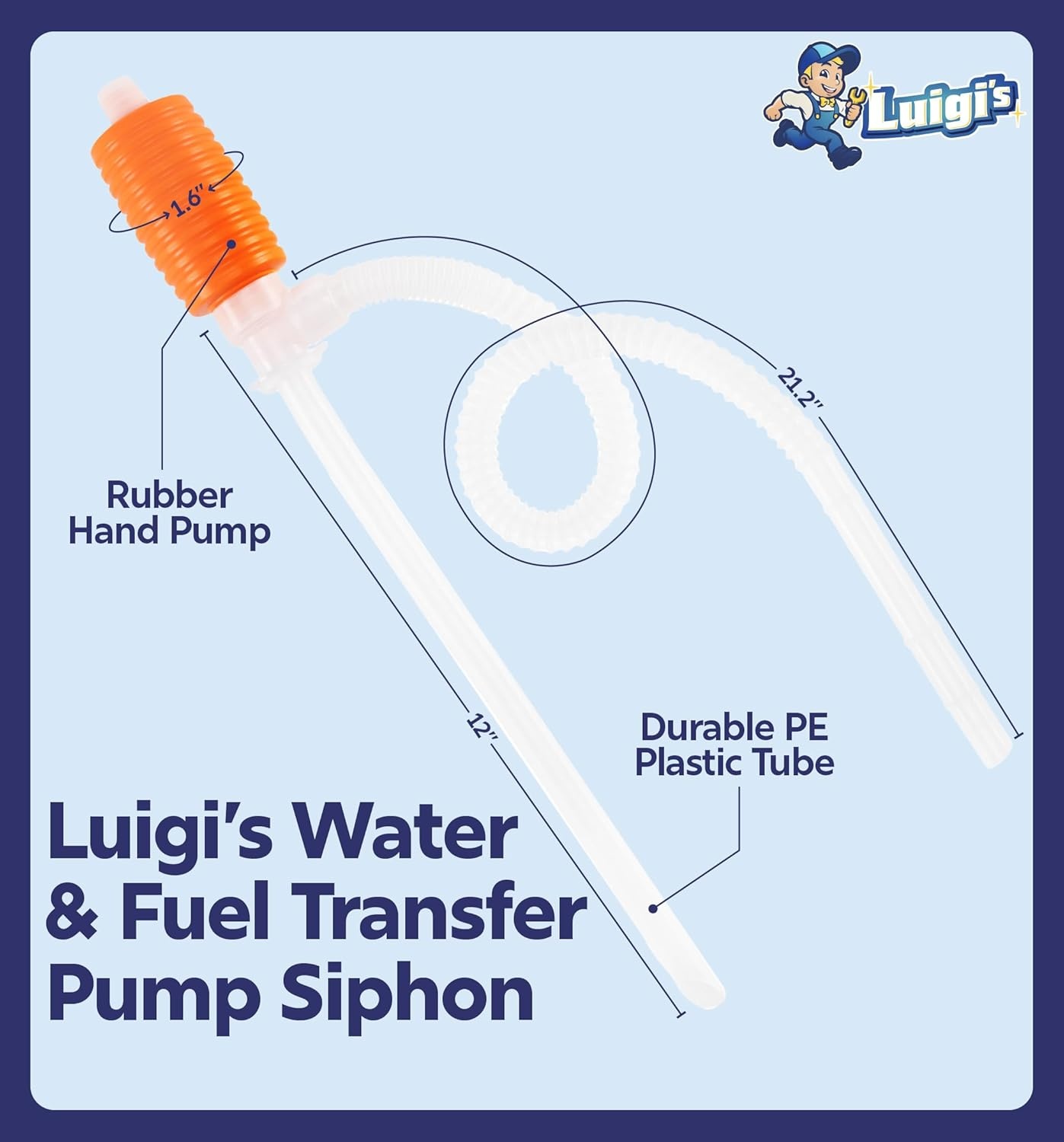 Luigi's Handmatige Benzine Pomp voor Brandstof of Vloeistoffen voor Overdracht - Pomp voor Water, Gasolie, Benzine, Olietank - Voor Alle Soorten Vloeistoffen door Afzuiging
