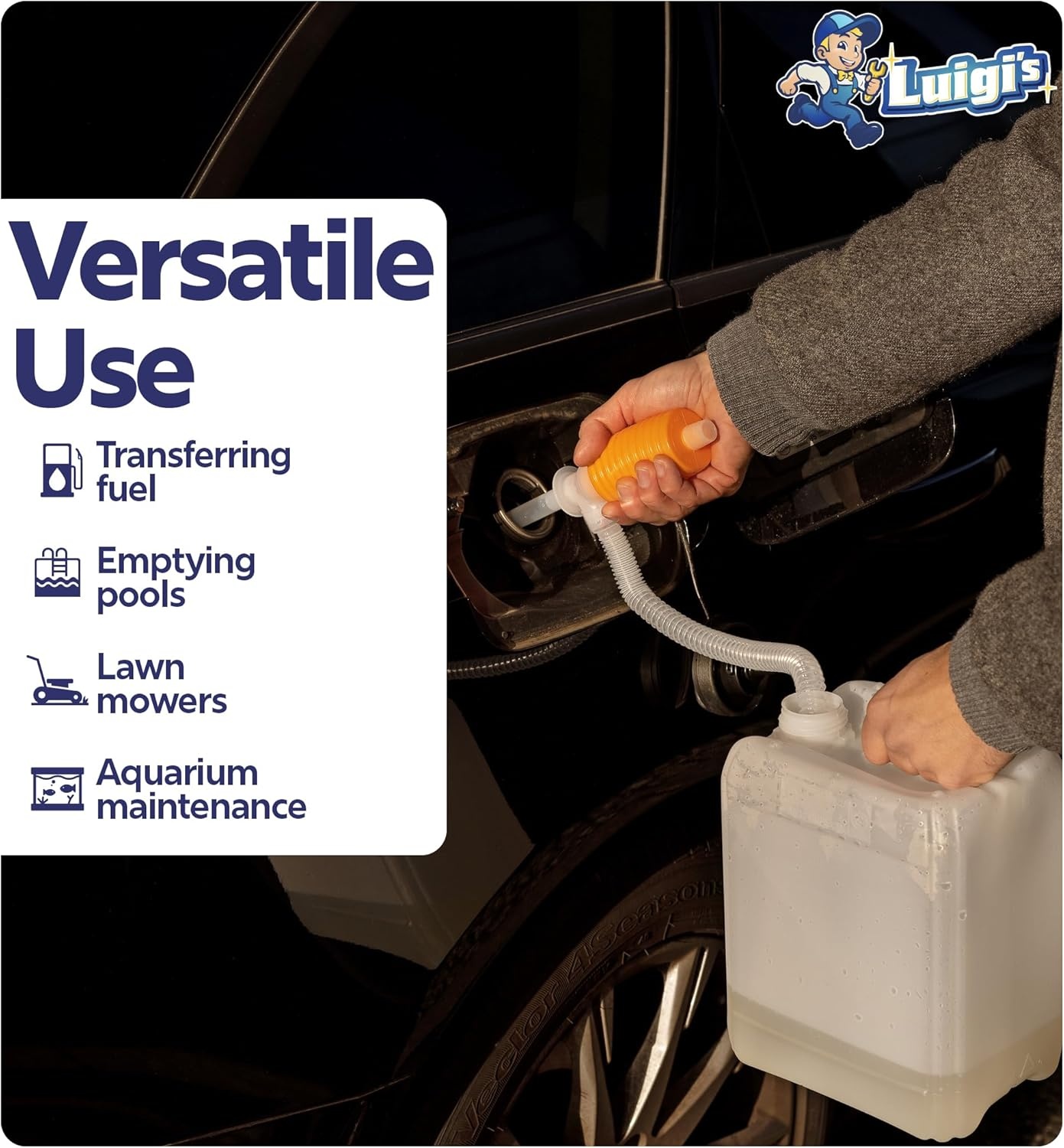 Luigi's Handmatige Benzine Pomp voor Brandstof of Vloeistoffen voor Overdracht - Pomp voor Water, Gasolie, Benzine, Olietank - Voor Alle Soorten Vloeistoffen door Afzuiging