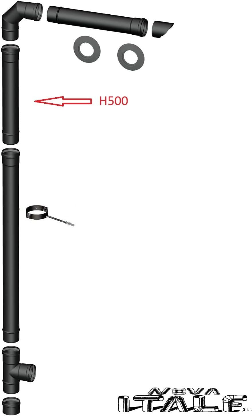 Pellebuis zwart lineair diameter 80 mm 25 50 100 cm zwart voor rookpijp (D 80 mm H 500)