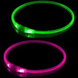 2 stuks led-hondenhalsbanden, USB-oplaadbaar, waterdicht, kan op elke maat worden gesneden, geschikt voor kleine honden, middelgrote honden, grote honden, groen + roze
