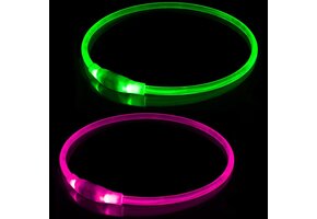 2x Oplaadbare LED Hondenhalsbanden - Waterdicht & Verstelbaar (Groen/Roze)