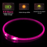 2 stuks led-hondenhalsbanden, USB-oplaadbaar, waterdicht, kan op elke maat worden gesneden, geschikt voor kleine honden, middelgrote honden, grote honden, groen + roze