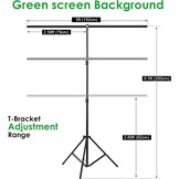 Draagbaar groen scherm, groene achtergrond met standaard 1,5 x 2 m (5 x 6,5 ft), inclusief T-houder, 5 klemmen en draagtas, perfect voor fotografie, games, streaming en zoomvergaderingen