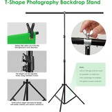 Draagbaar groen scherm, groene achtergrond met standaard 1,5 x 2 m (5 x 6,5 ft), inclusief T-houder, 5 klemmen en draagtas, perfect voor fotografie, games, streaming en zoomvergaderingen