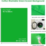 Draagbaar groen scherm, groene achtergrond met standaard 1,5 x 2 m (5 x 6,5 ft), inclusief T-houder, 5 klemmen en draagtas, perfect voor fotografie, games, streaming en zoomvergaderingen
