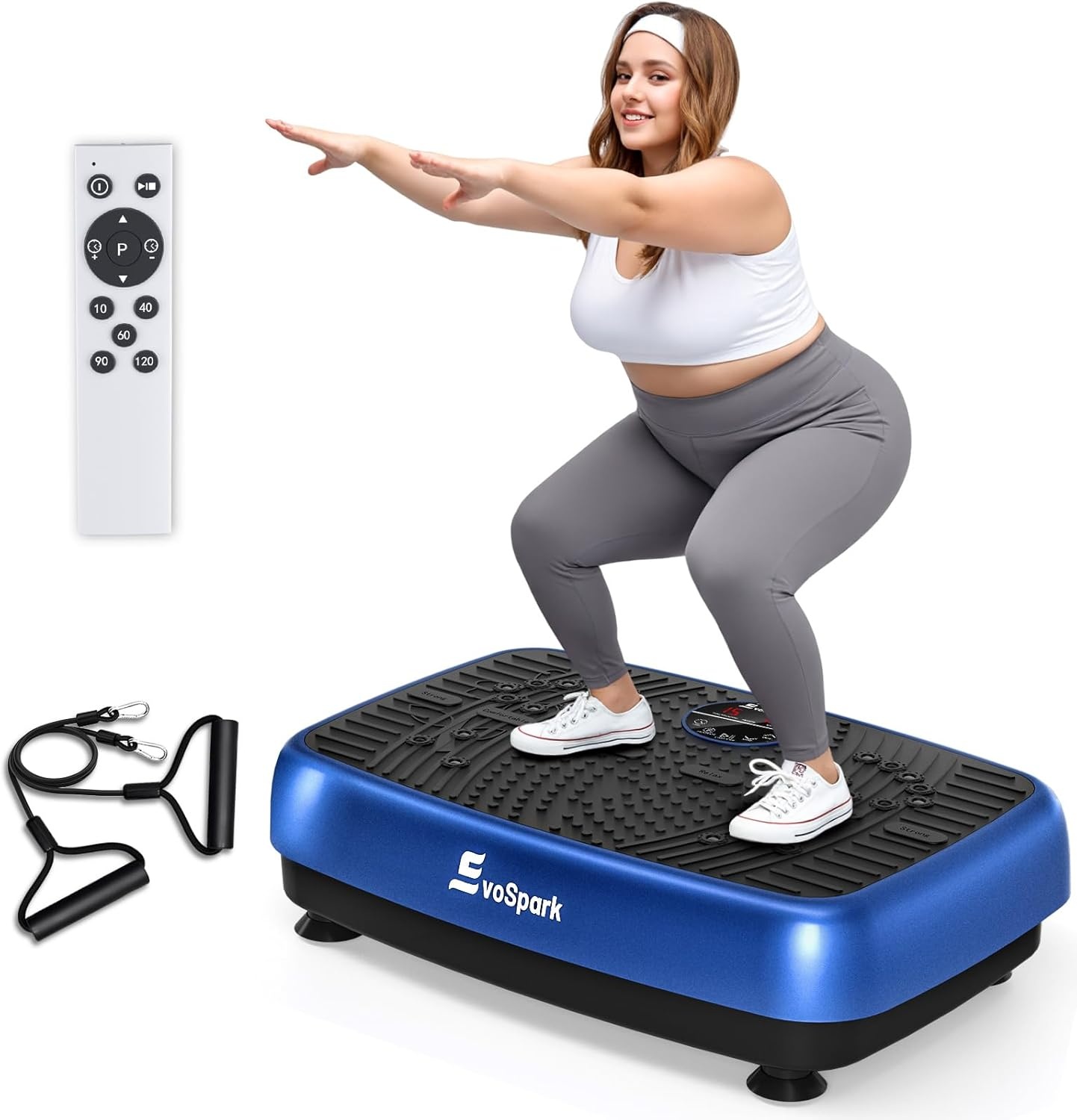 EvoSpark Vibratieplaat 2025 met Dubbele Motor - Blauw - Tot 204 kg