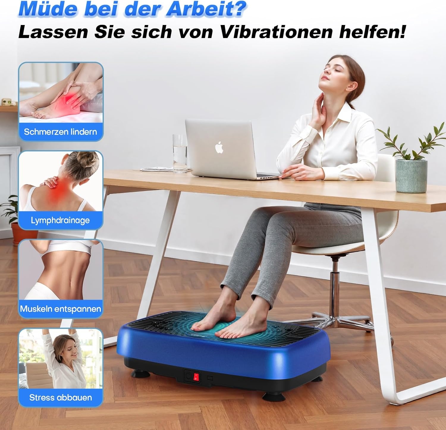 EvoSpark Vibratieplaat 2025 met Dubbele Motor - Blauw - Tot 204 kg