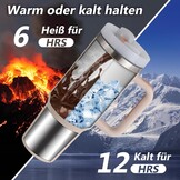 Praoahei Thermosbeker van 40 oz met rietje en handvat, 1180 ml, dubbelwandig, roestvrij staal, warme en koude dranken, vacuüm drinkbeker, koffiemok voor thuis en reizen Sakura Powder