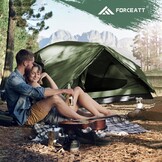Forceatt kampeertent 2-3 personen, 2 deuren ventilatie dubbellaagse waterdichte lichte backpacktent met draagtas, 3-4 seizoenen, eenvoudig op te zetten, ideaal voor kamperen, wandelen en buiten.