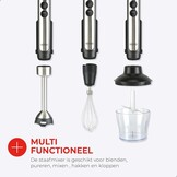 Bourgini Classic staafmixer, extra krachtige staafmixer met 20 snelheden en turbofunctie, hakmolen, 1200 W