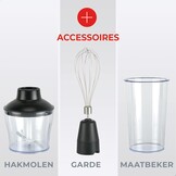 Bourgini Classic staafmixer, extra krachtige staafmixer met 20 snelheden en turbofunctie, hakmolen, 1200 W