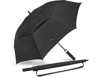 NINEMAX Golf Paraplu 68Inch - Golf Paraplu Extra Sterke Automatische Open Grote Paraplu Winddicht Dubbellaags Luifel Paraplu voor Familie Mannen(Zwart)