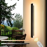 Wandlamp voor buiten, dimbaar, 20 W, buitenlamp met afstandsbediening, IP65, waterdicht, acryl, lange wandverlichting voor buiten, voor villa, terras, tuin, zwart, 100 cm, 110-240 V