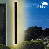 Wandlamp voor buiten, dimbaar, 20 W, buitenlamp met afstandsbediening, IP65, waterdicht, acryl, lange wandverlichting voor buiten, voor villa, terras, tuin, zwart, 100 cm, 110-240 V