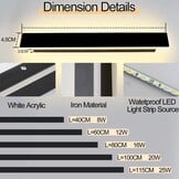 Wandlamp voor buiten, dimbaar, 20 W, buitenlamp met afstandsbediening, IP65, waterdicht, acryl, lange wandverlichting voor buiten, voor villa, terras, tuin, zwart, 100 cm, 110-240 V