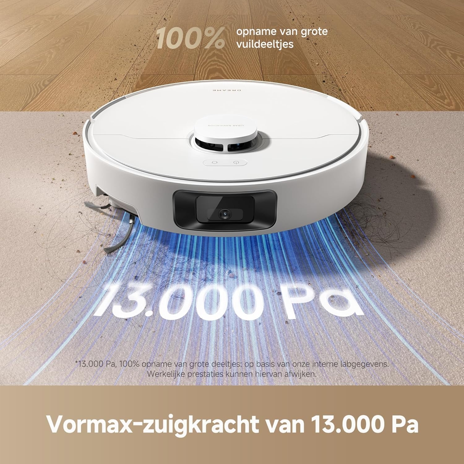DREAME D20 Pro Plus-robotstofzuiger, zuigkracht van 13.000 Pa, dubbele ontwarrende borstel voor dierenhaar, hoekreiniging, zelflegend, LDS-navigatie en laservermijding, 2-in-1 stofzuiger en dweil