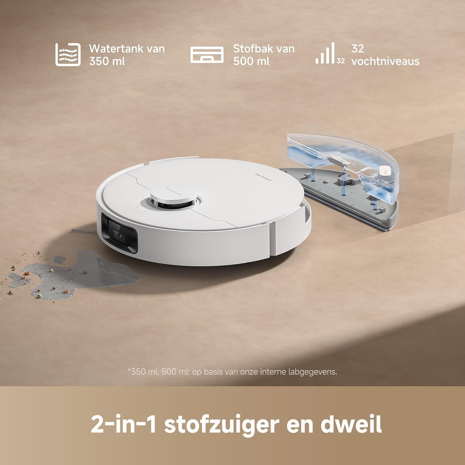 DREAME D20 Pro Plus-robotstofzuiger, zuigkracht van 13.000 Pa, dubbele ontwarrende borstel voor dierenhaar, hoekreiniging, zelflegend, LDS-navigatie en laservermijding, 2-in-1 stofzuiger en dweil