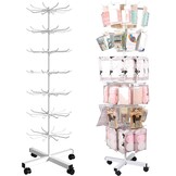 Retail Display Rack, 7 Tier Draaibare Display Stand, Standing Haak Standaard voor Card Sieraden Sleutelhangers Sokken Ketting Postkaart, Winkel Vrijstaand Metaal Verkoopstand (Zwart)