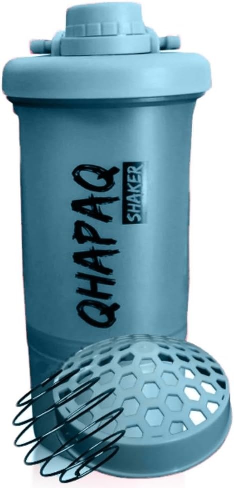 Eiwit Shaker Fles 500ml Blauw met Filter en Ring