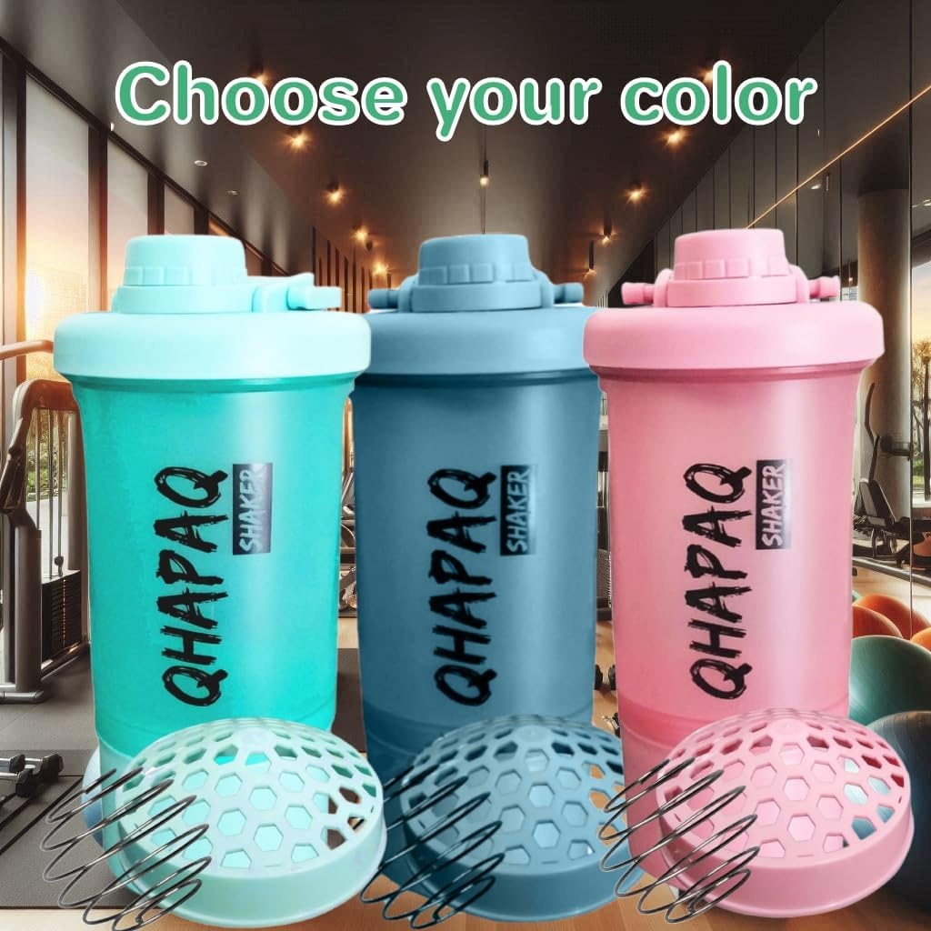 Eiwit Shaker Fles 500ml Blauw met Filter en Ring