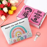 Cadeauset 18e Verjaardag: Make-uptas, Sokken & Sleutelhanger | Wit | 76% Korting
