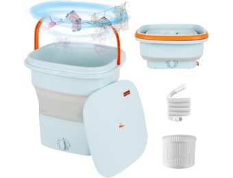 Mini opvouwbare wasmachine met sterilisatie - Draagbaar & Elektrisch voor Reizen, Ondergoed, Sokken, Kinderkleding - Blauw